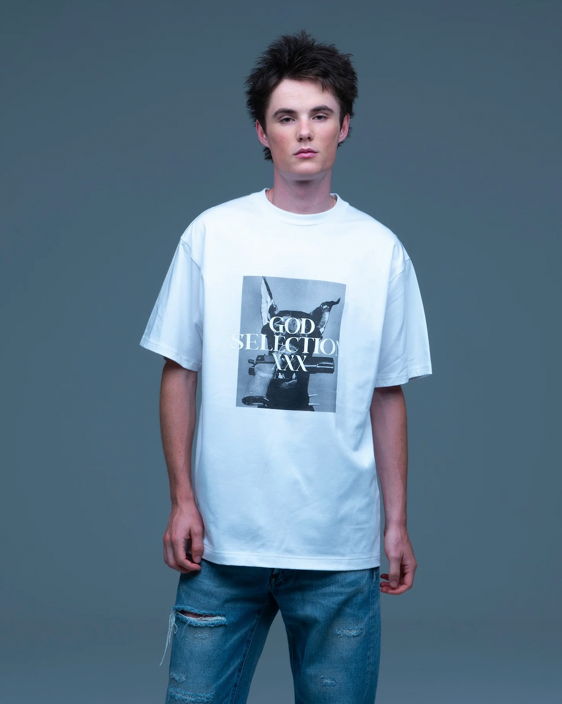 [GOD SELECTION XXX]Doberman & Gun Logo Photo Tee (GX-S26-ST-16)