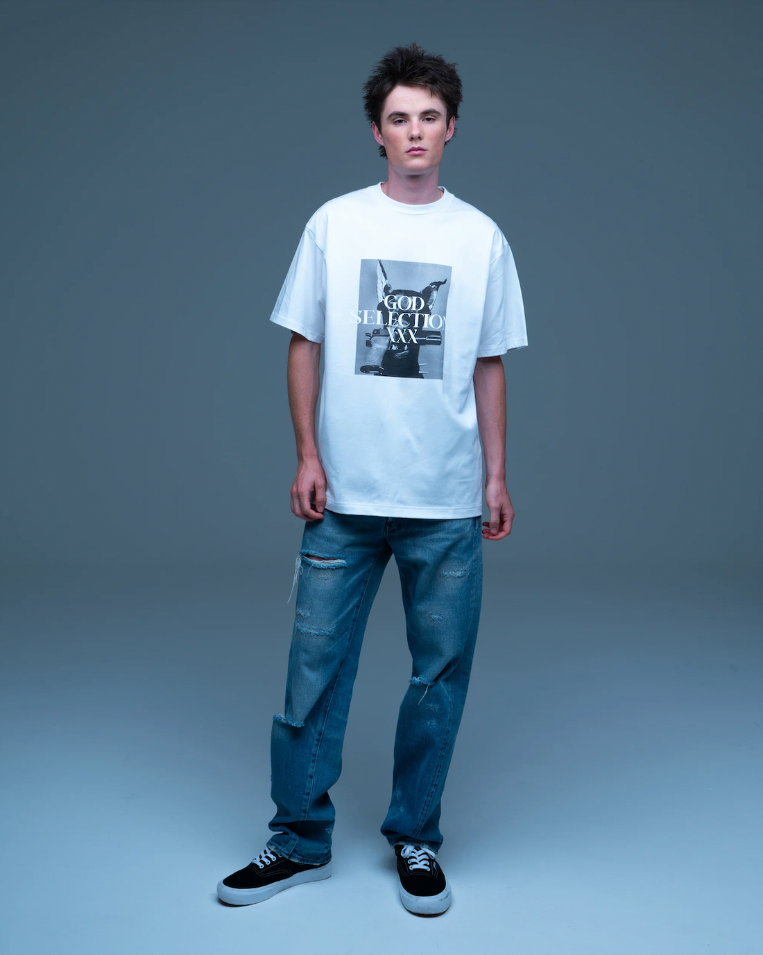 [GOD SELECTION XXX]Doberman & Gun Logo Photo Tee (GX-S26-ST-16)