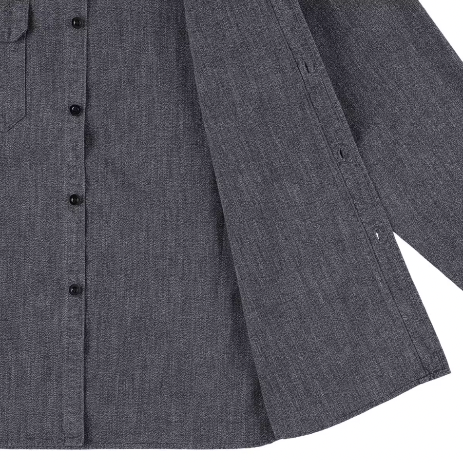 [STANDARD CALIFORNIA]SD Logo Patch Black Chambray Work Shirt Vintage Wash(SHOLF300)