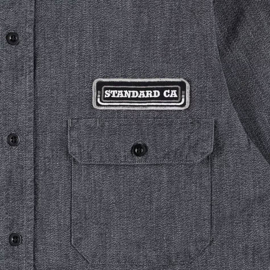 [STANDARD CALIFORNIA]SD Logo Patch Black Chambray Work Shirt Vintage Wash(SHOLF300)
