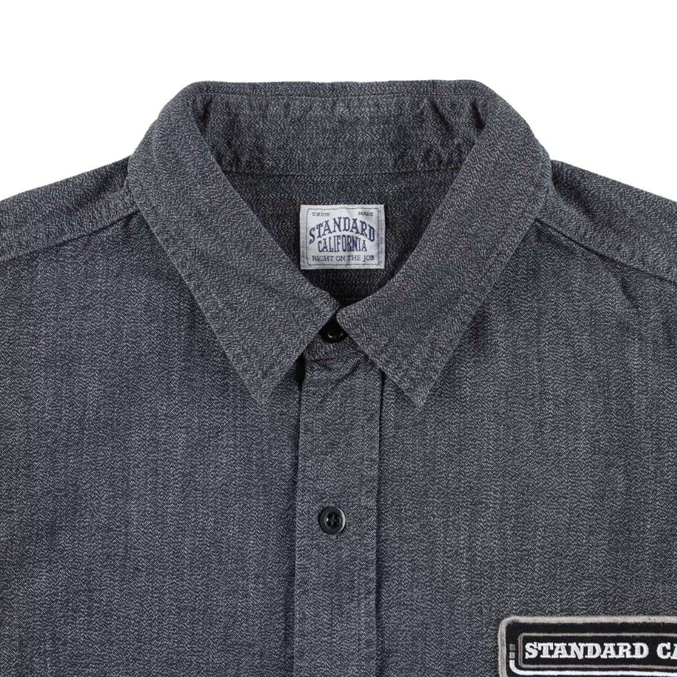 [STANDARD CALIFORNIA]SD Logo Patch Black Chambray Work Shirt Vintage Wash(SHOLF300)