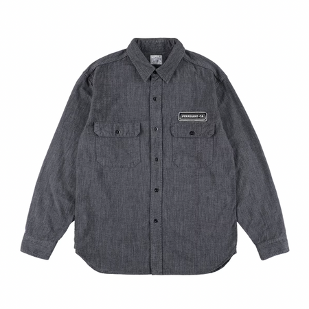 [STANDARD CALIFORNIA]SD Logo Patch Black Chambray Work Shirt Vintage Wash(SHOLF300)