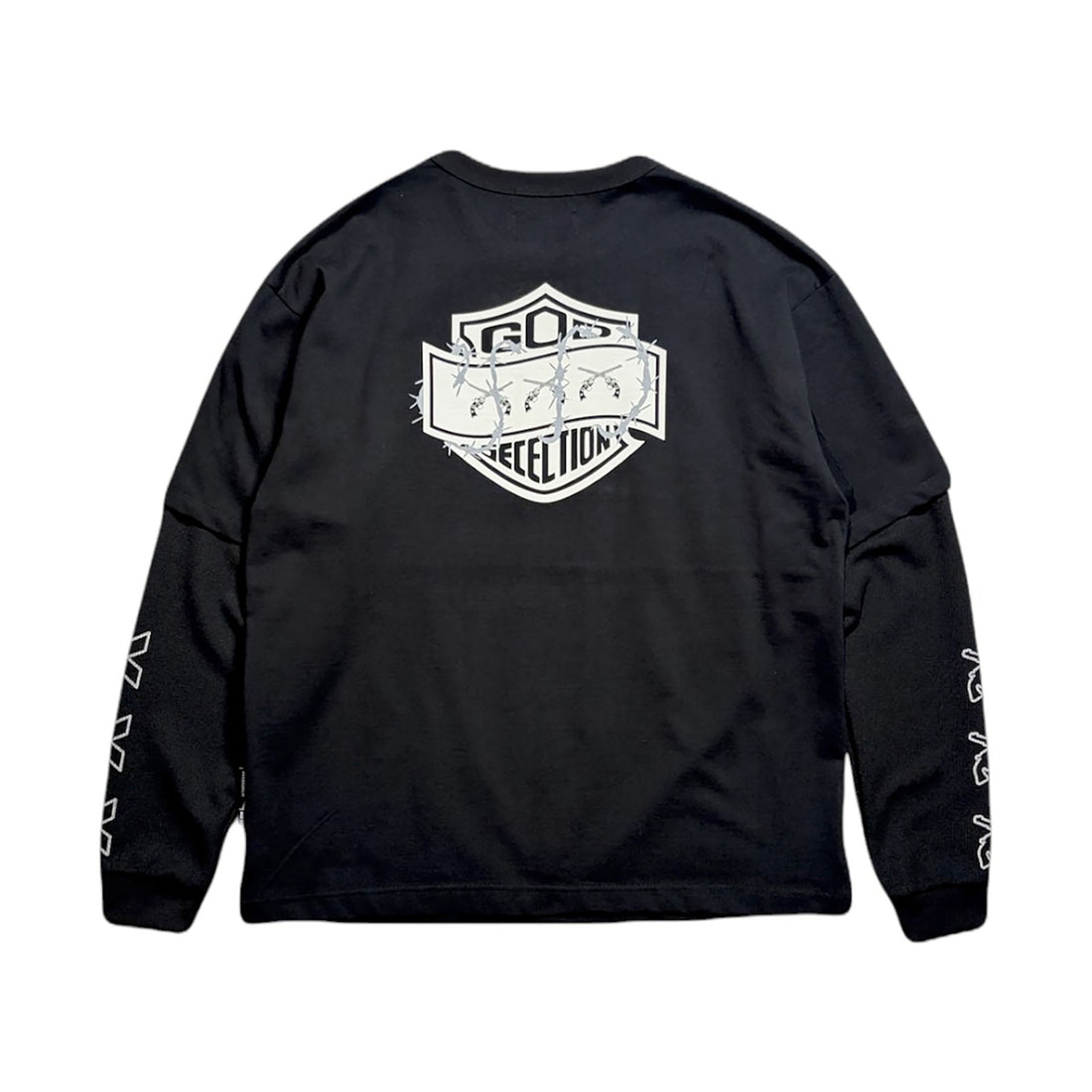 [GOD SELECTION XXX]TRIPLE GUNS EMBLEM LAYERED T-SHIRT (GX-S26-RCS-02)