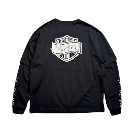[GOD SELECTION XXX]TRIPLE GUNS EMBLEM LAYERED T-SHIRT (GX-S26-RCS-02)