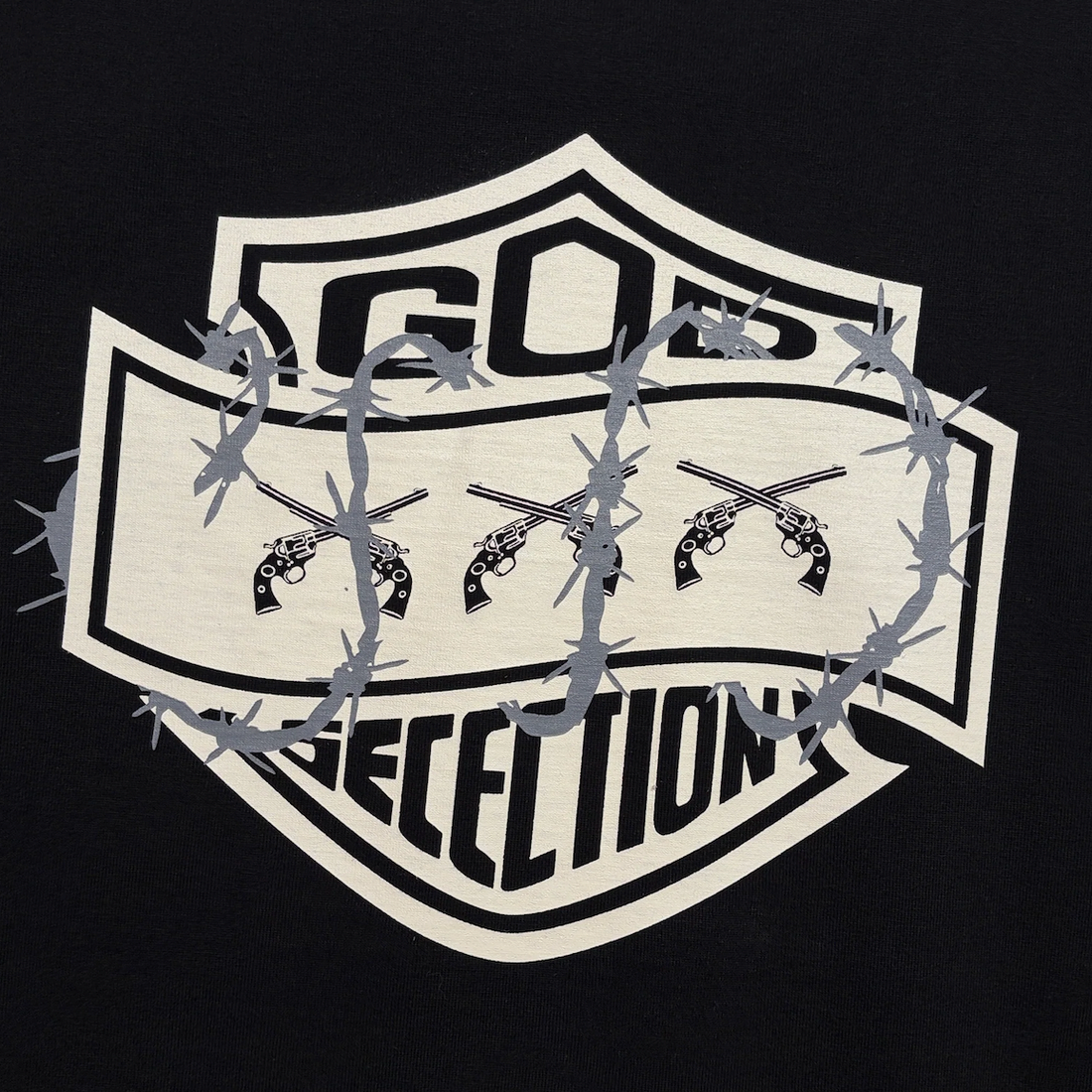 [GOD SELECTION XXX]TRIPLE GUNS EMBLEM LAYERED T-SHIRT (GX-S26-RCS-02)