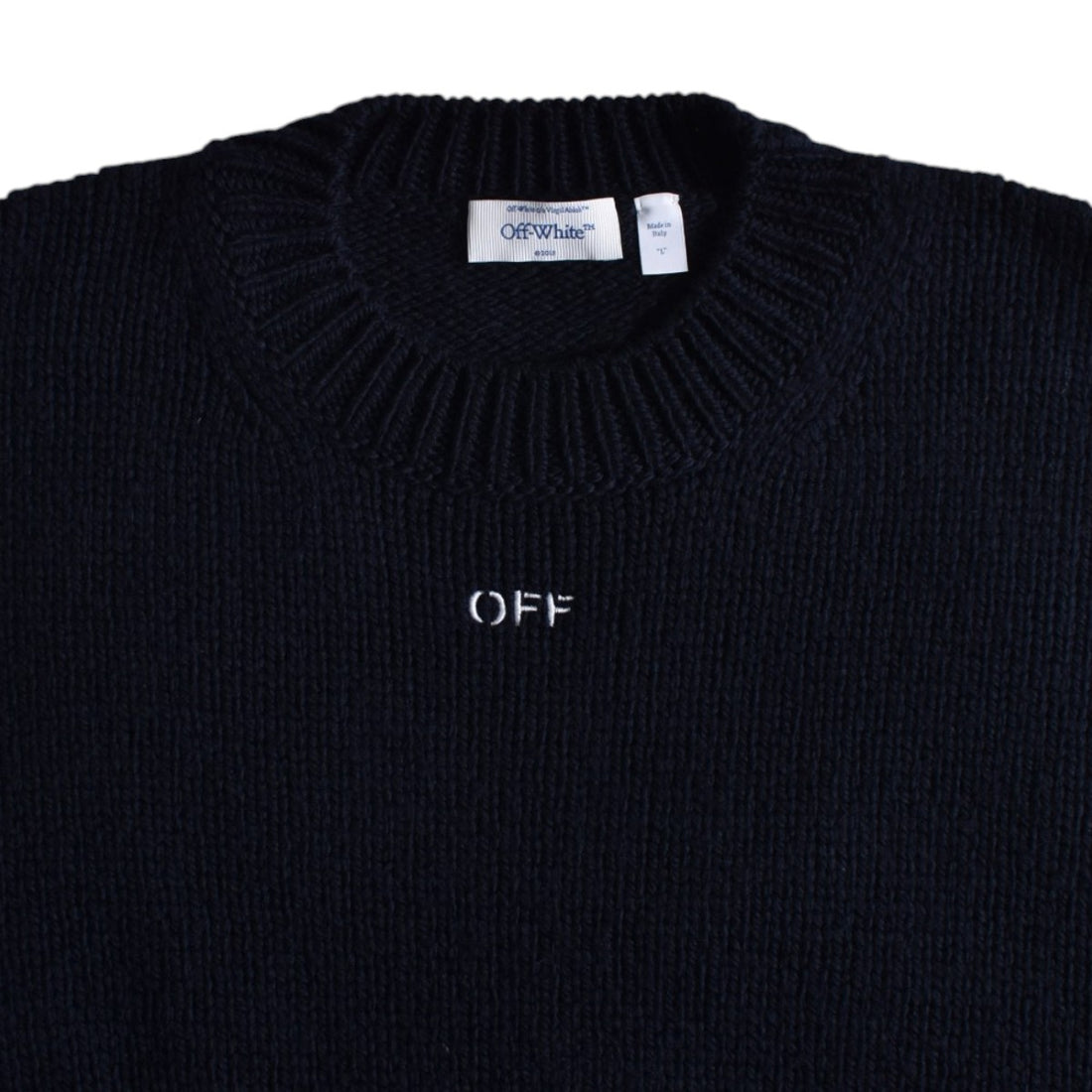 [Off-White]ARROW MAXI EMB KNIT CREWNECK(OMHF-RTW0245)