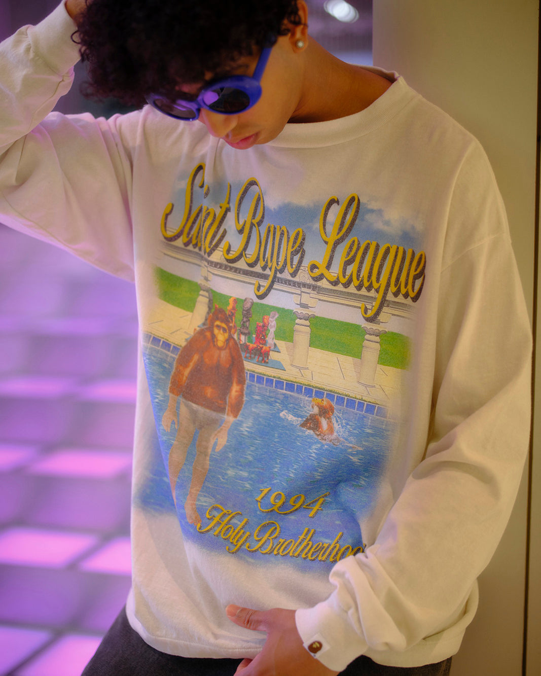 [SAINT Mxxxxxx]BAPE_LS T-SHIRT/POOL(SM-MK1-0000-C39)