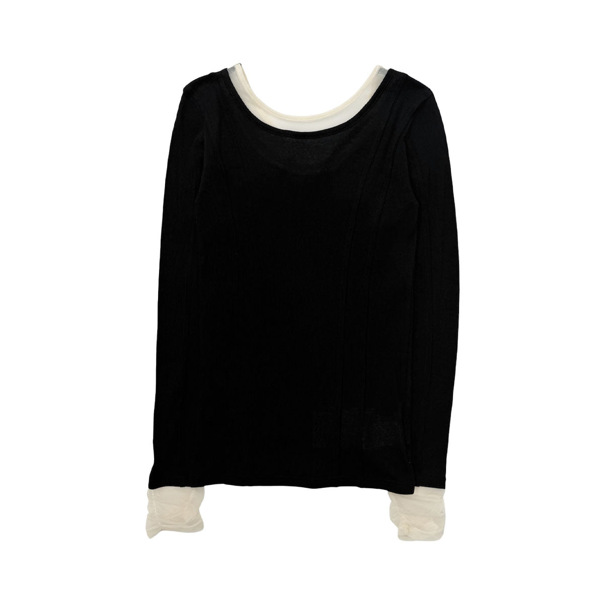 MAISON SPECIAL]2way Neck Sheer Docking Tops /BLACK(21251415306