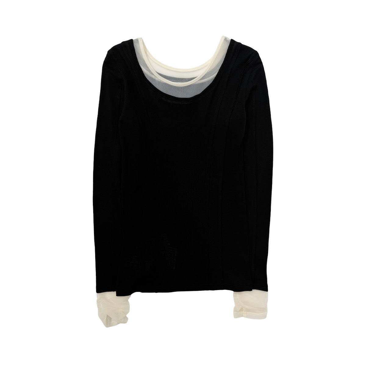MAISON SPECIAL]2way Neck Sheer Docking Tops /BLACK(21251415306