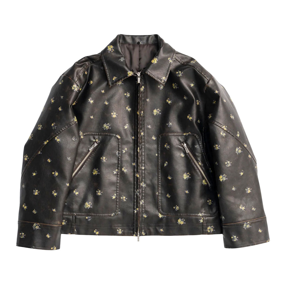 [MAISON SPECIAL]2WAYカラースモールフラワーヴィーガンレザーブルゾン/BROWN(21252215303)