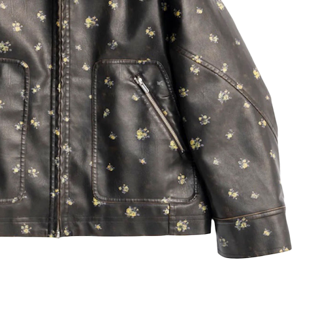 [MAISON SPECIAL]2WAYカラースモールフラワーヴィーガンレザーブルゾン/BROWN(21252215303)