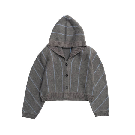 [MAISON SPECIAL]パワーショルダーフードニットカーディガン/GRAY(21252365810)