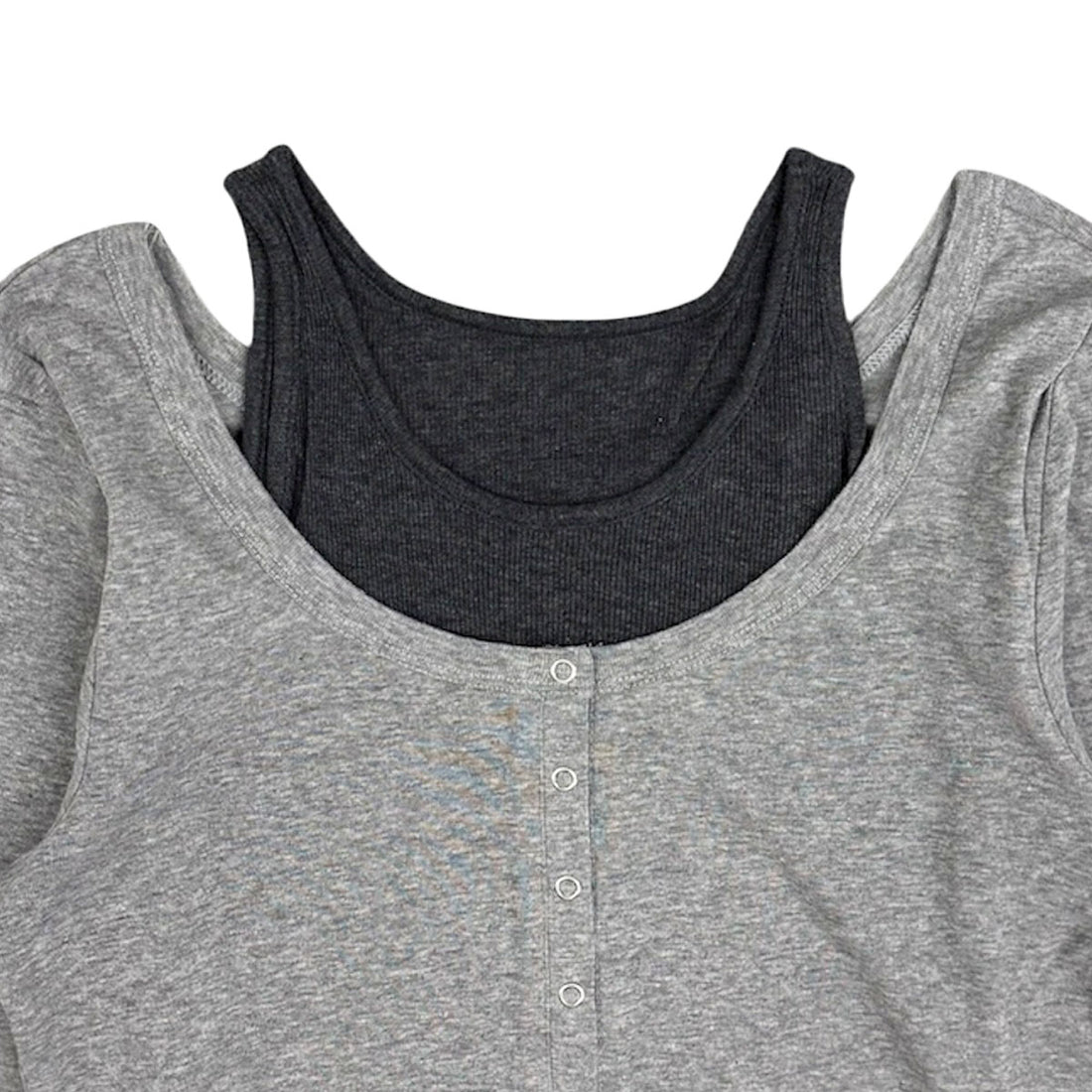 [MAISON SPECIAL]レイヤードヘンリーネックトップス/GRAY(21252415805)