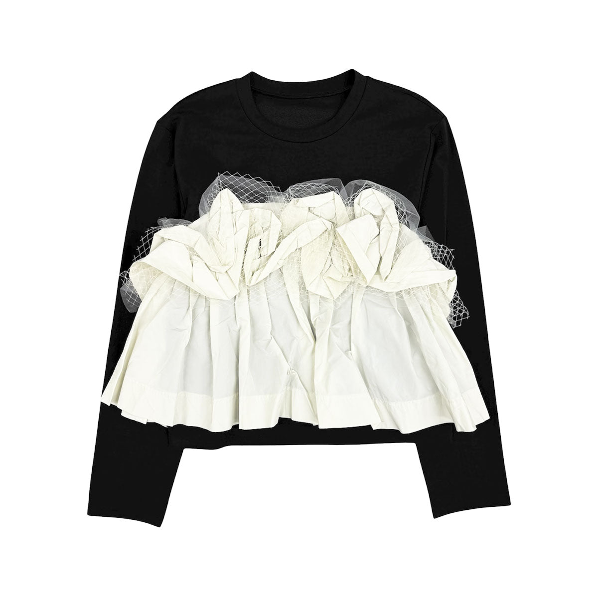 MAISON SPECIAL]異素材コンビフリルニットトップス/BLACK(21252415808