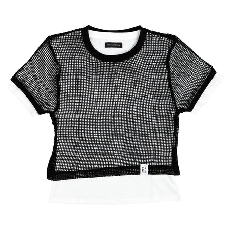 [MAISON SPECIAL]メッシュレイヤードTシャツ/BLACK(21261415311)