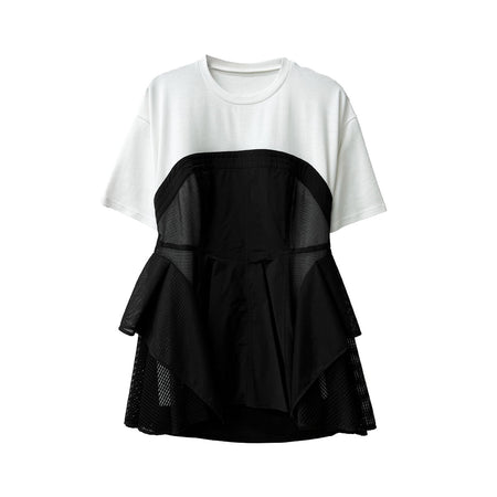 [MAISON SPECIAL]メッシュドッキングTシャツ/BLACK(21261415814)