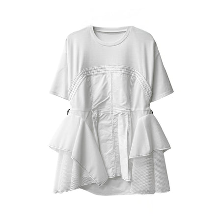 [MAISON SPECIAL]メッシュドッキングTシャツ/WHITE(21261415814)