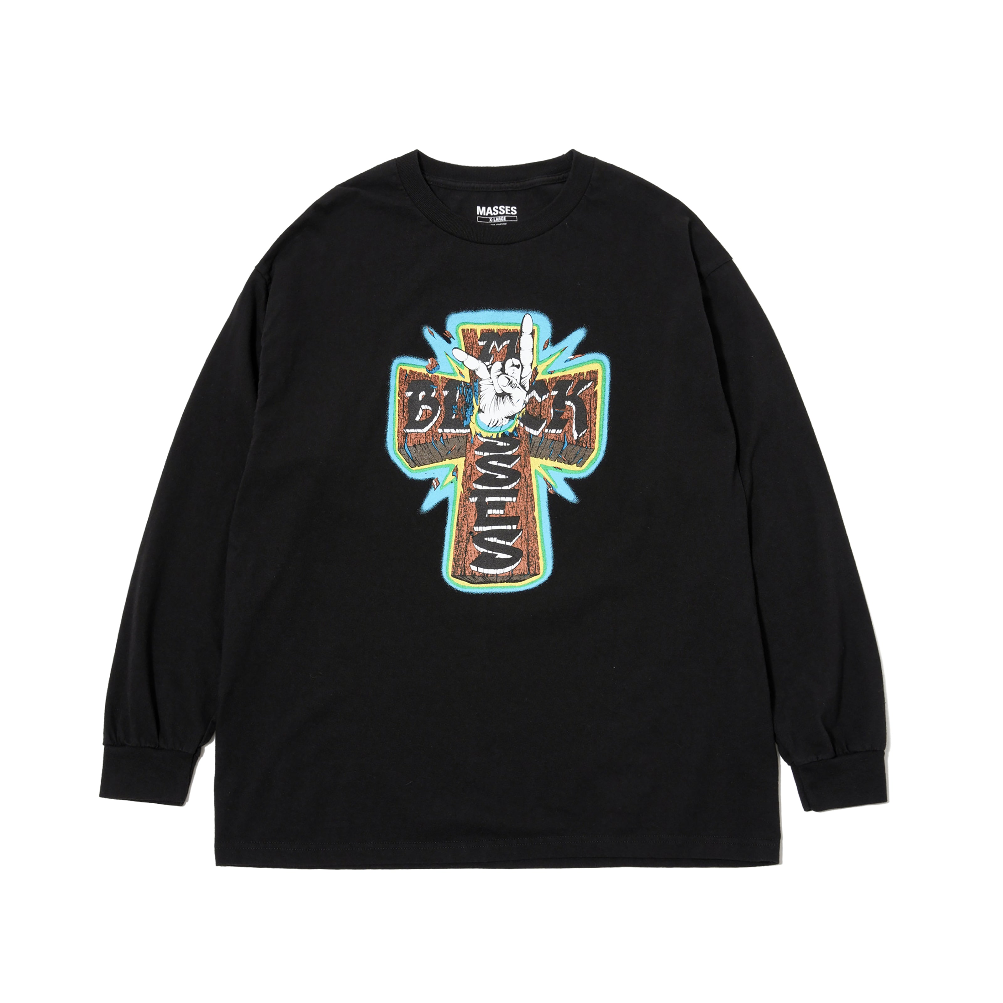 MASSES]T-SHIRT L/S CROSS HAND/BLACK – R&Co.