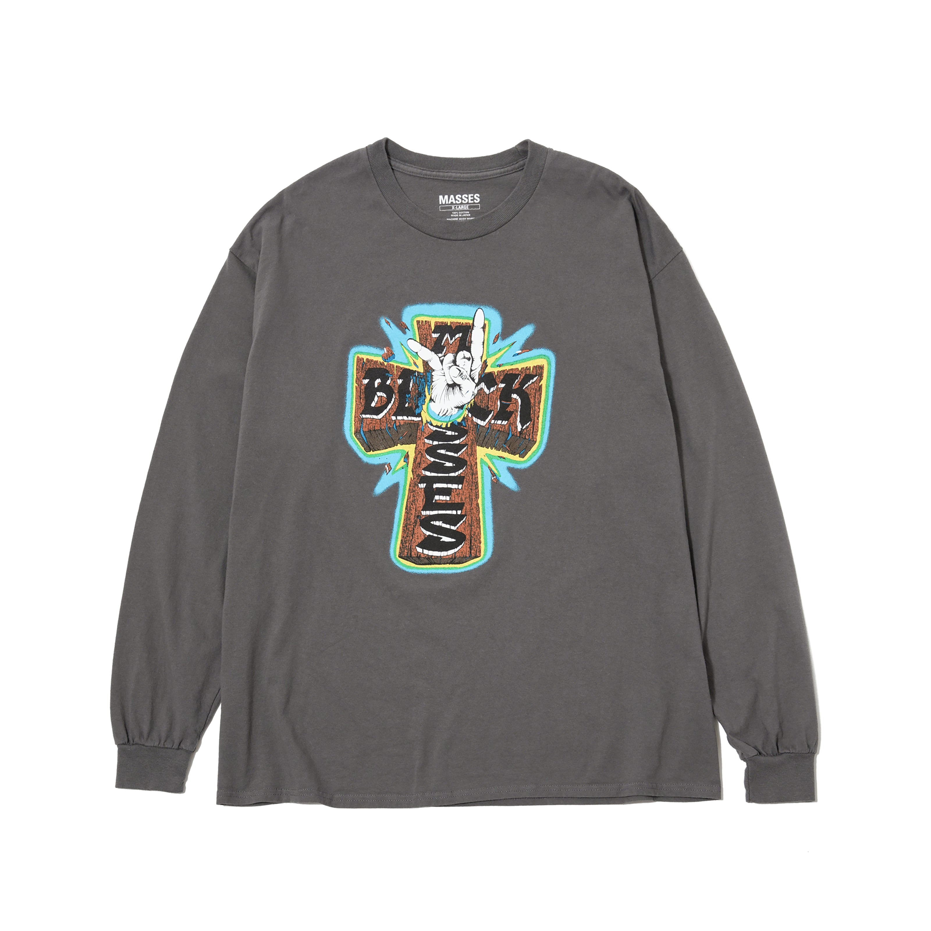 MASSES]T-SHIRT L/S CROSS HAND/CHARKOAL – R&Co.
