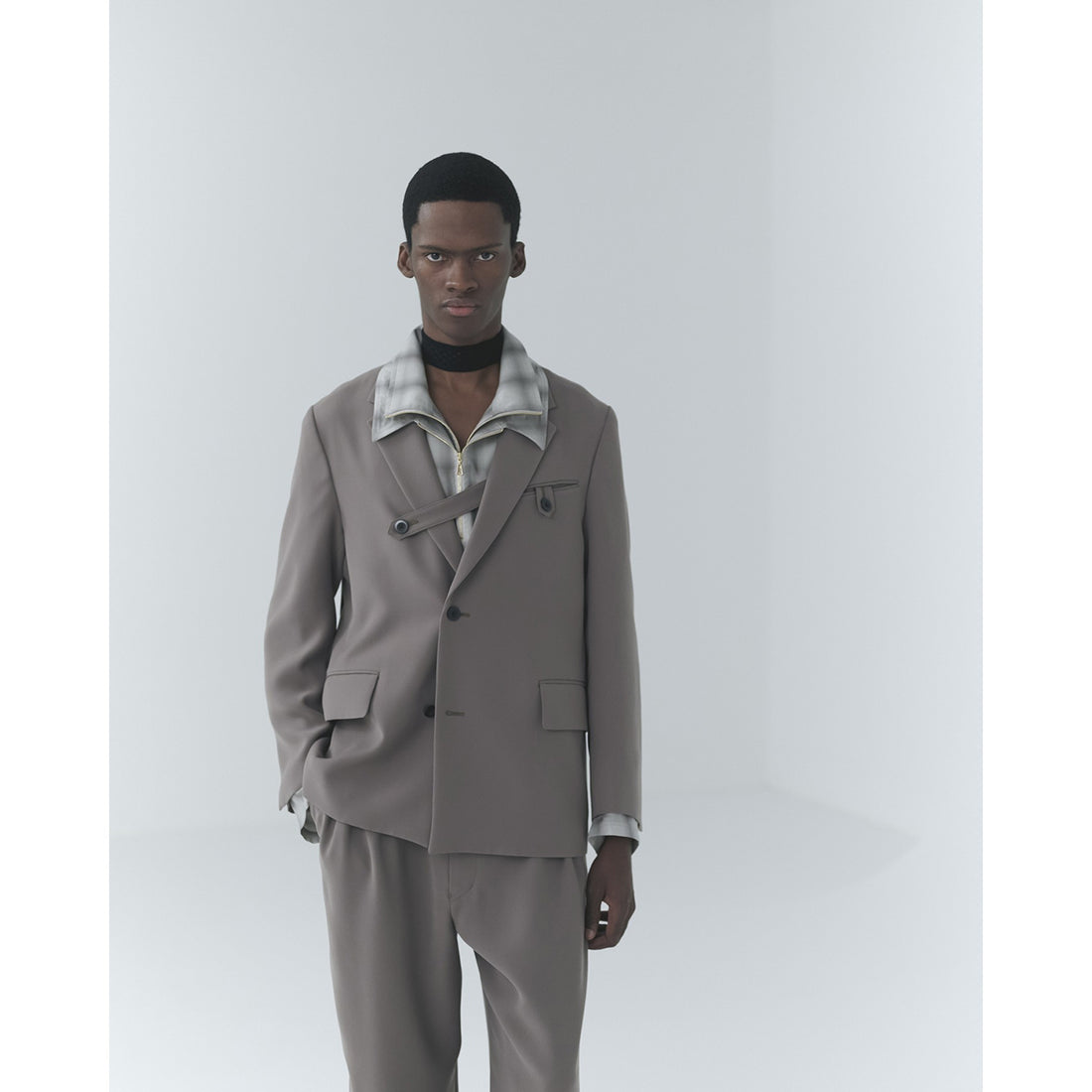 [CULLNI] Dry Double Cloth Slant Belt Tailored Jacket (26-SS-011B)