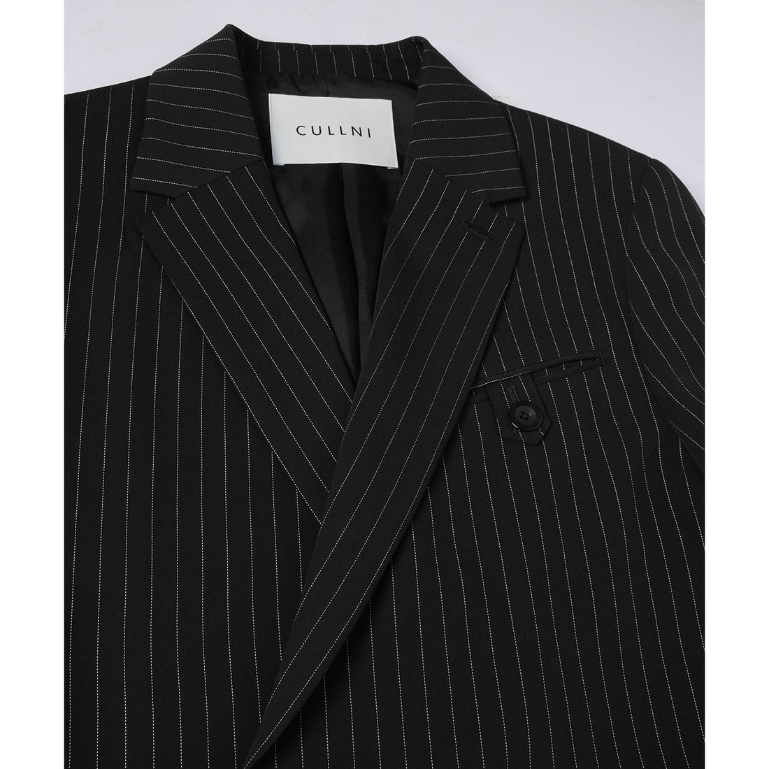 [CULLNI] Stripe Double Cloth Button-Tab Pocket Tailored Jacket (26-SS-012C)