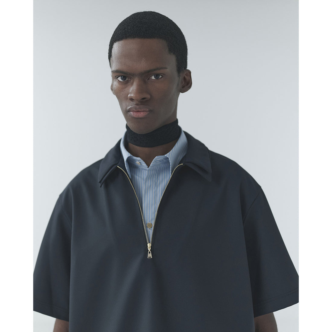 [CULLNI] Dry Gabardine Layered collar Half Zip Shirt (26-SS-021)