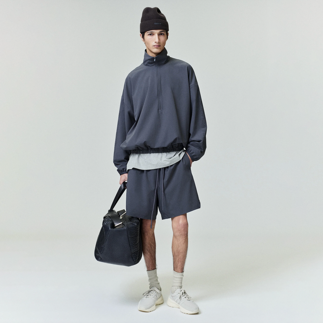 [ESSENTIALS]Tech Nylon Half Zip Track Jacket/Iron Grey(202HO258271F)