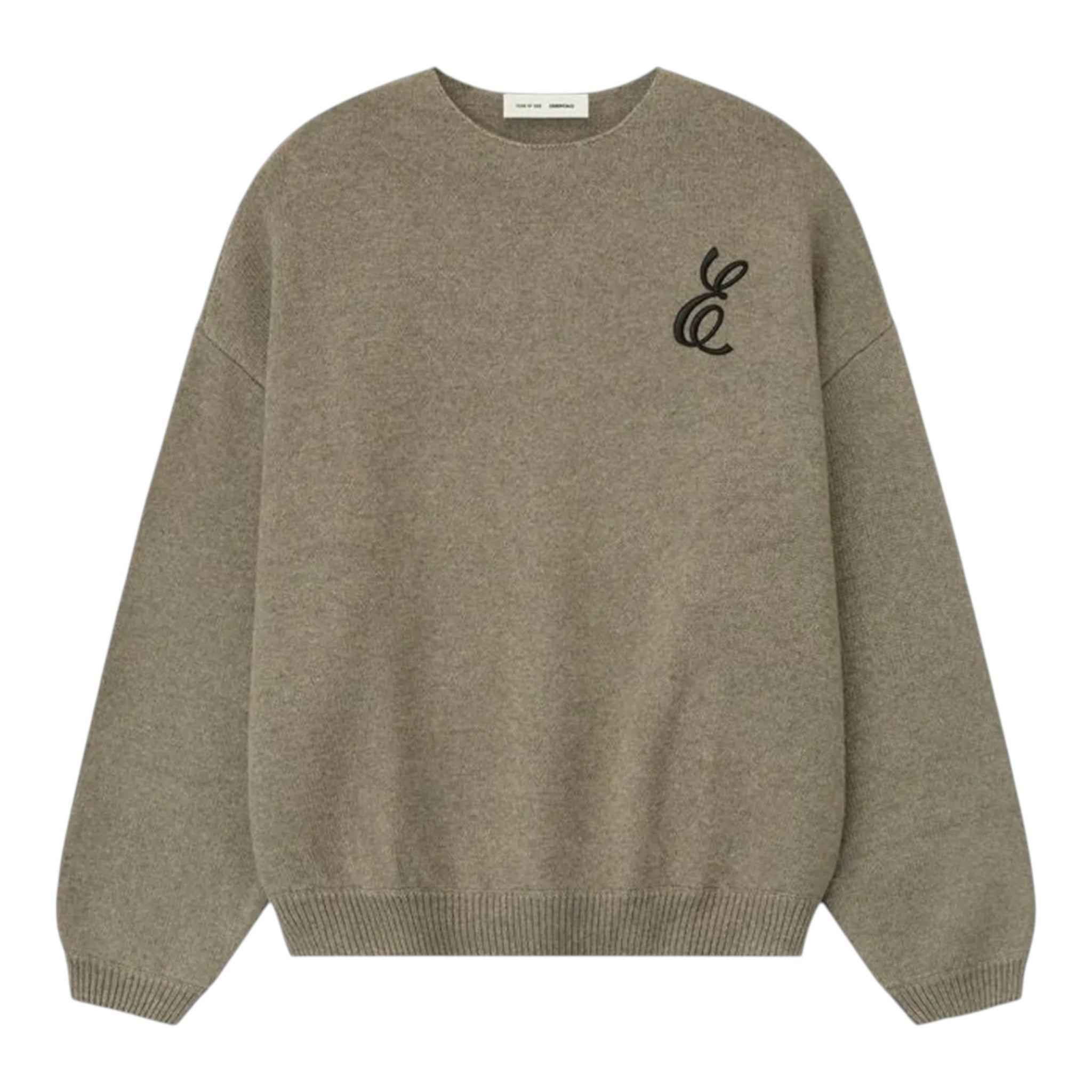ESSENTIALS]Embroidered Merino Crewneck Sweater/Homestead Heather