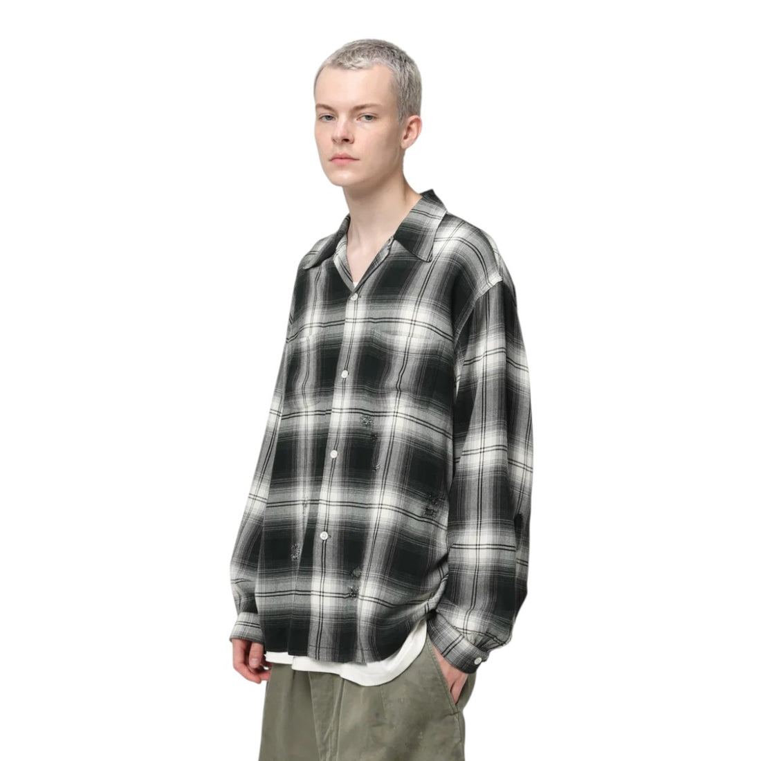 [BOWWOW]REMADE RAYON PLAID SHIRT AGED(BW261-RRPS)