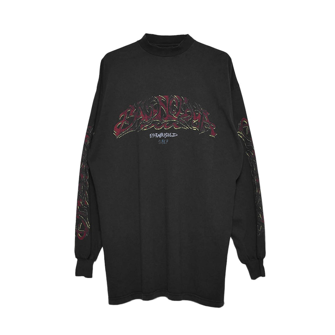 バレンシアガ 739028 TPVM8 ヴィンテージ加工オーバーサイズTシャツ 
