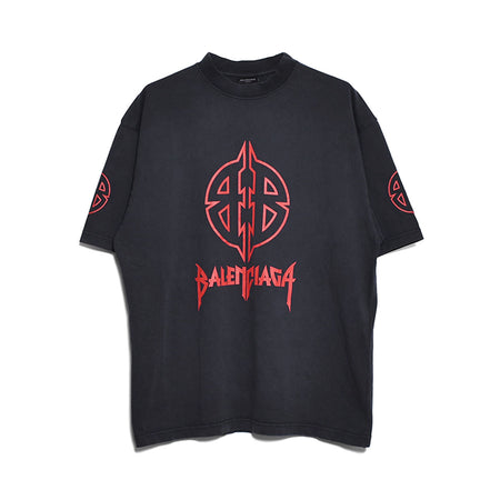 [BALENCIAGA]Medium Fit T-Shirt/BLACK/RED(764235TPVI2)