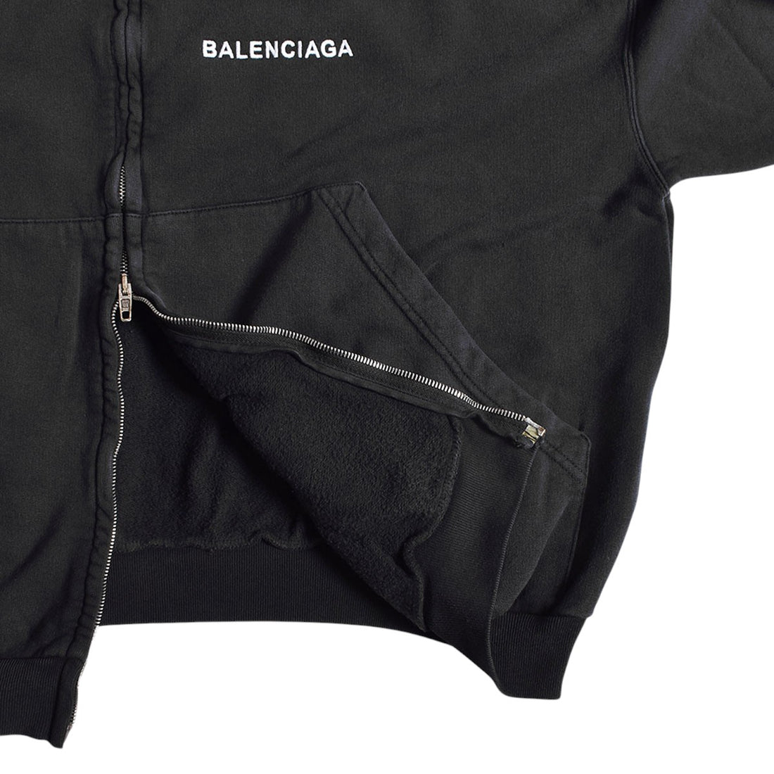 [BALENCIAGA]Large Zip-Up Hoodie/WASH BLACK(826162-TSVH3)