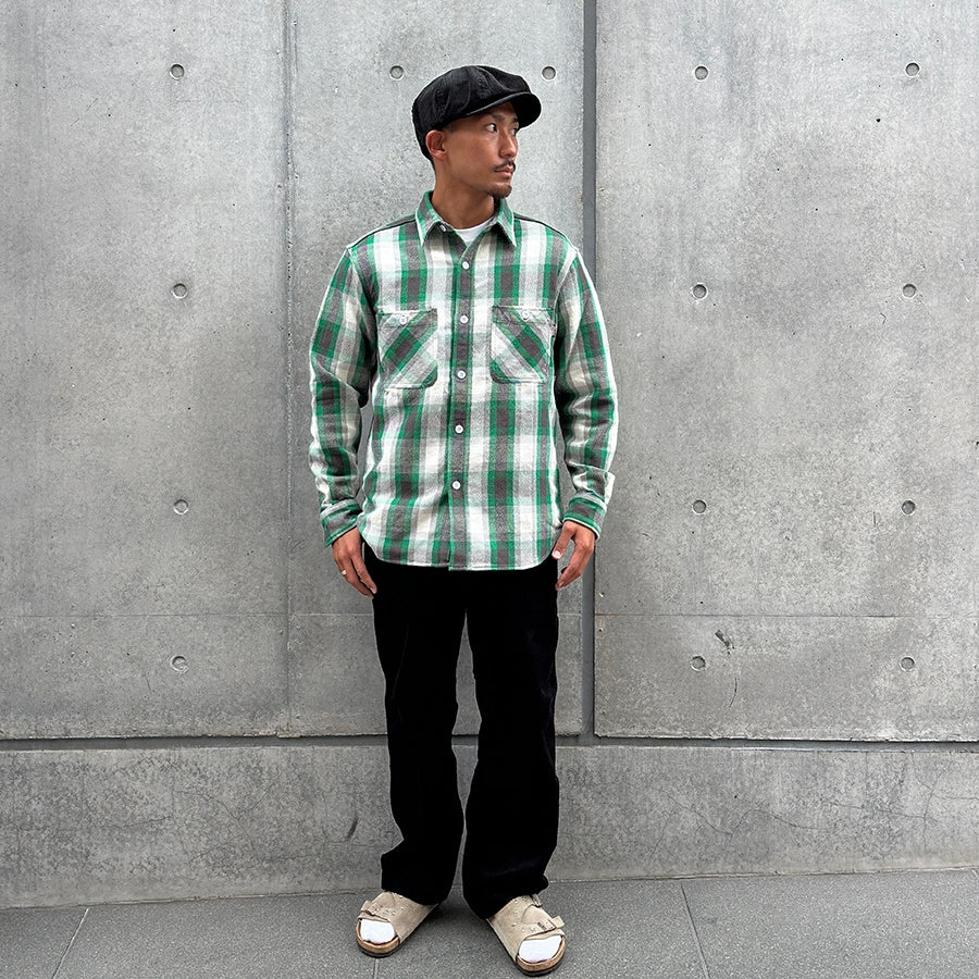 [STANDARD CALIFORNIA]SD Heavy Flannel Check Shirt/Green(SHOLA270)