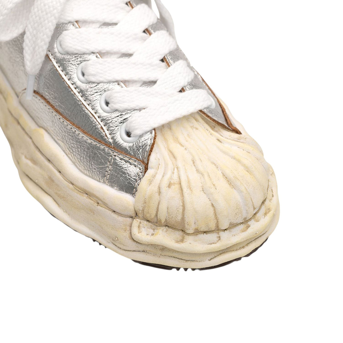 [MAISON MIHARA YASUHIRO]"BLAKEY" OG Sole Wrinkled Leather Low-top Sneaker/SILVER(A14FW736)