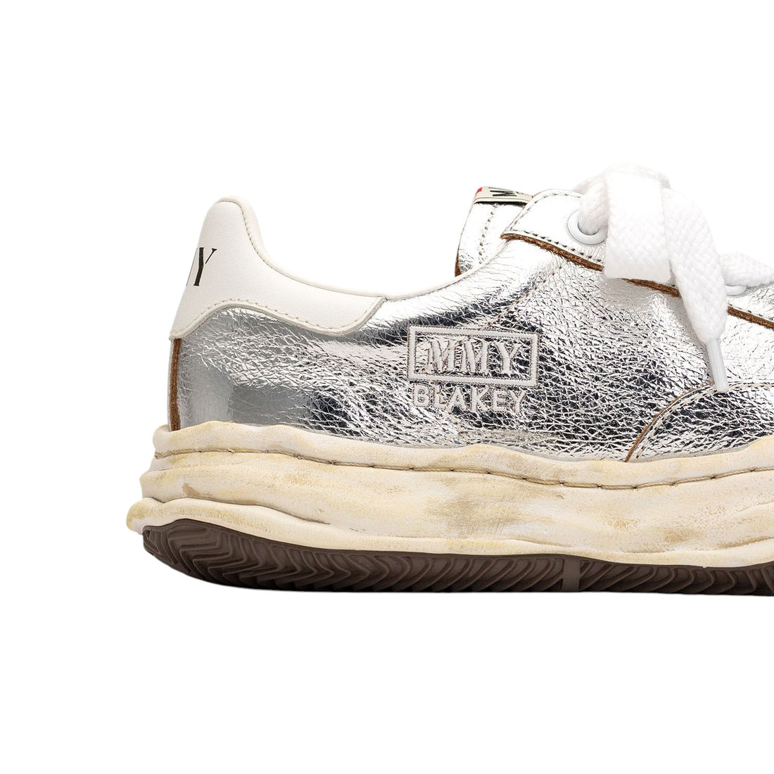 [MAISON MIHARA YASUHIRO]"BLAKEY" OG Sole Wrinkled Leather Low-top Sneaker/SILVER(A14FW736)