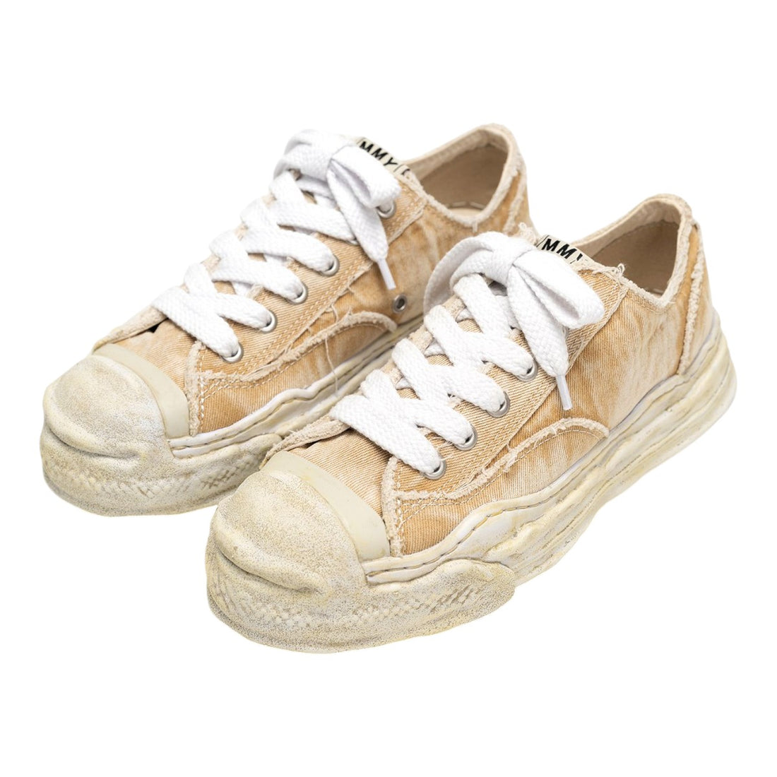 [MAISON MIHARA YASUHIRO]"HANK" OG Sole Bleach-Wash Denim Canvas Low-top Sneaker/BEIGE(A15FW731)