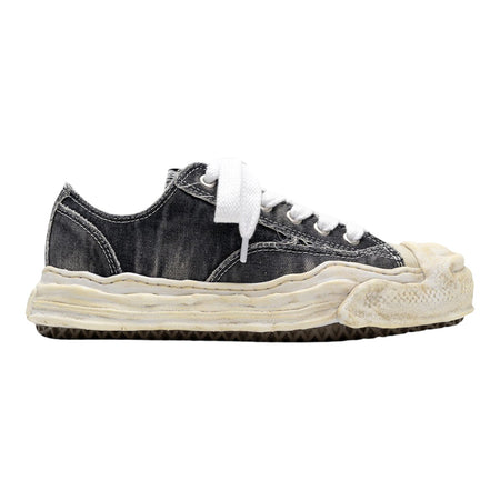 [MAISON MIHARA YASUHIRO]"HANK" OG Sole Bleach-Wash Denim Canvas Low-top Sneaker/BLACK(A15FW731)