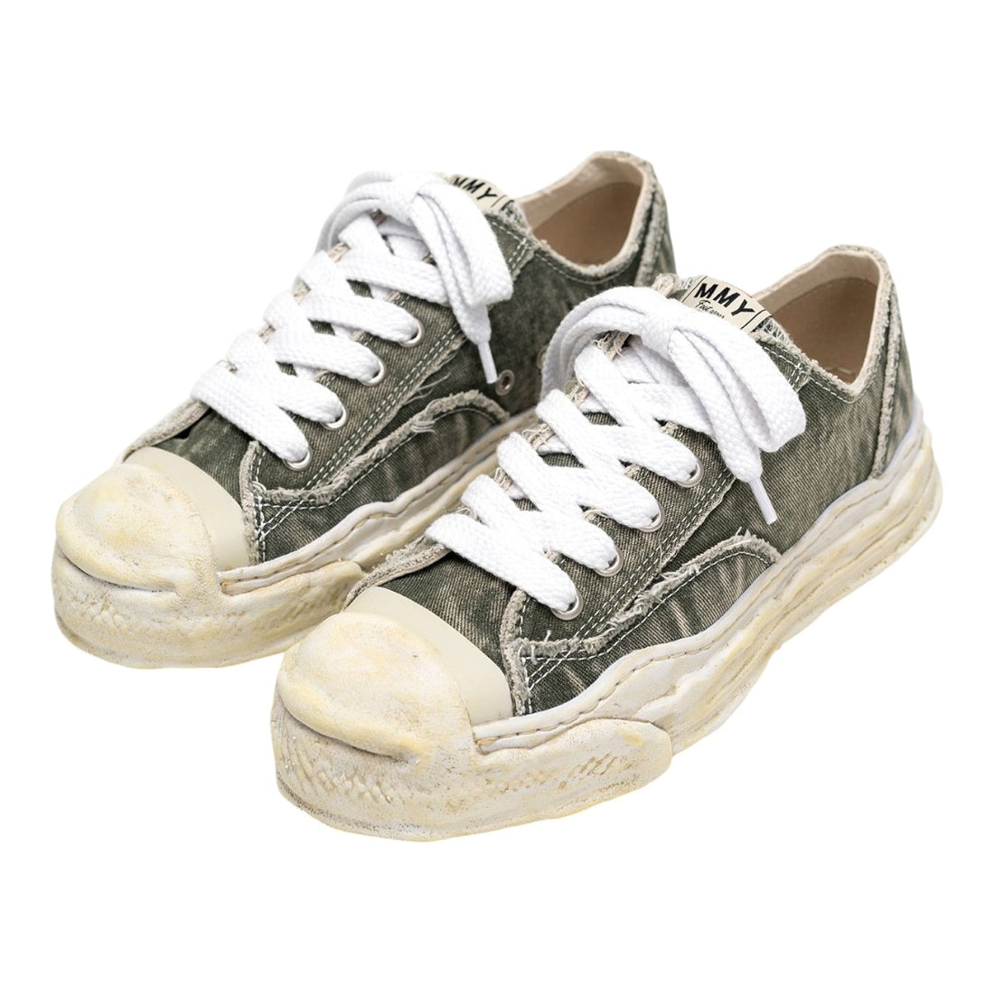 [MAISON MIHARA YASUHIRO]"HANK" OG Sole Bleach-Wash Denim Canvas Low-top Sneaker/GRAY(A15FW731)
