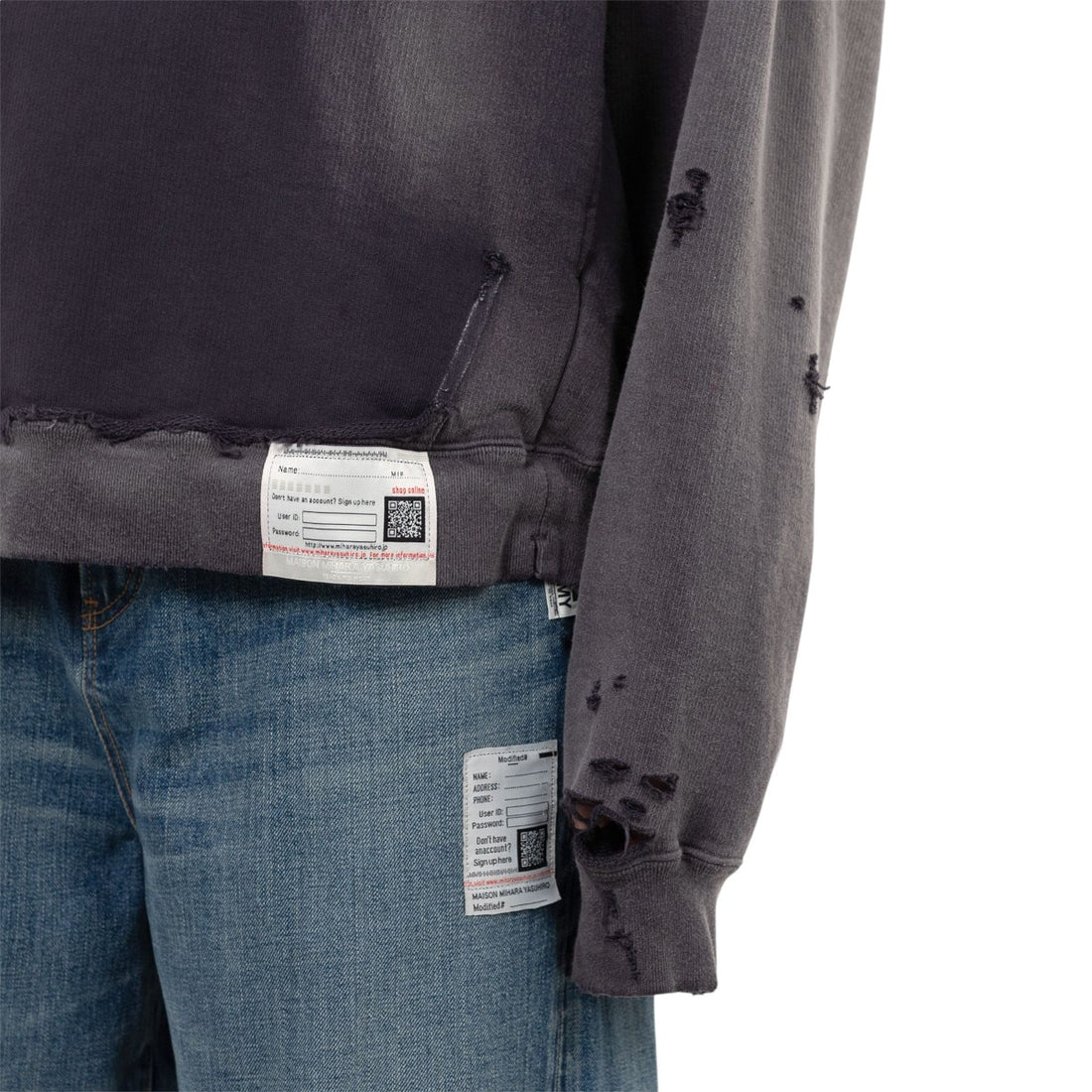 [MAISON MIHARA YASUHIRO]Sun Faded Like Hoodie/BLACK(A15HD552)