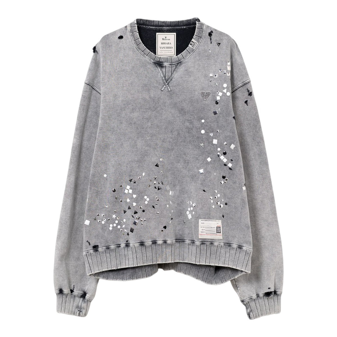 [MAISON MIHARA YASUHIRO]Embellished Bleached Sweatshirt/GRAY(A15PO562)