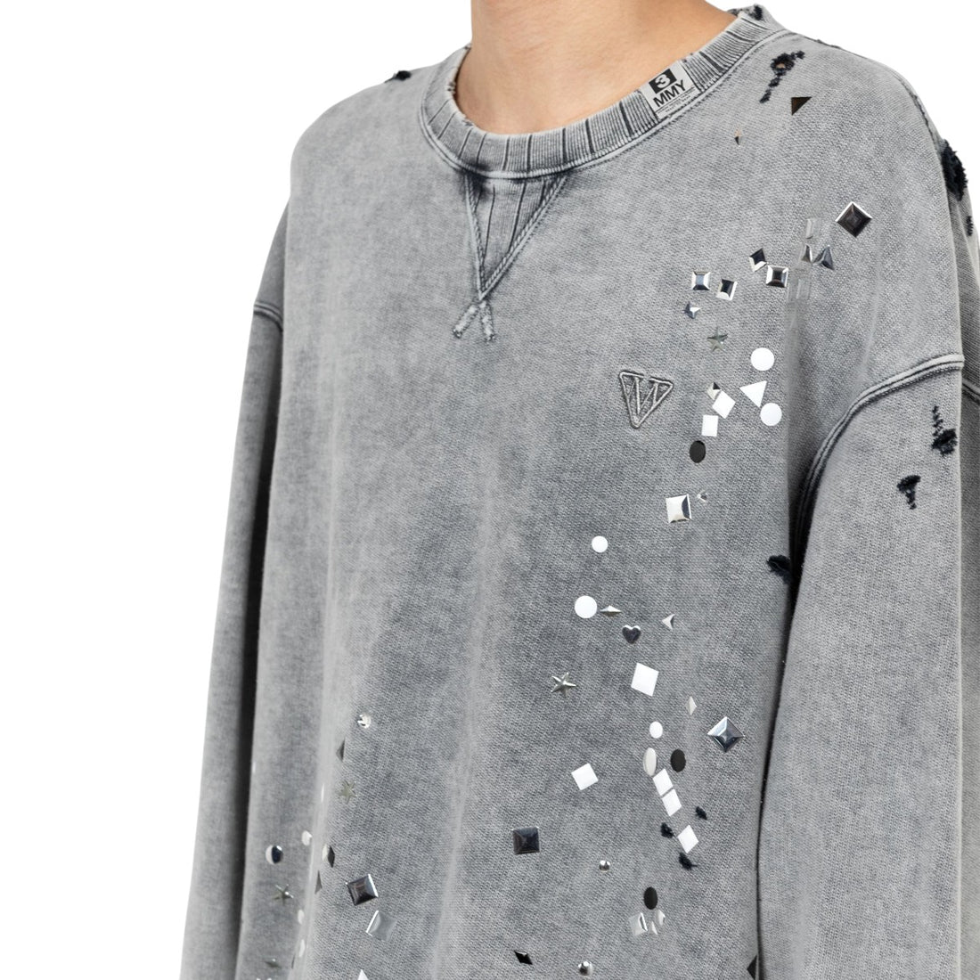 [MAISON MIHARA YASUHIRO]Embellished Bleached Sweatshirt/GRAY(A15PO562)