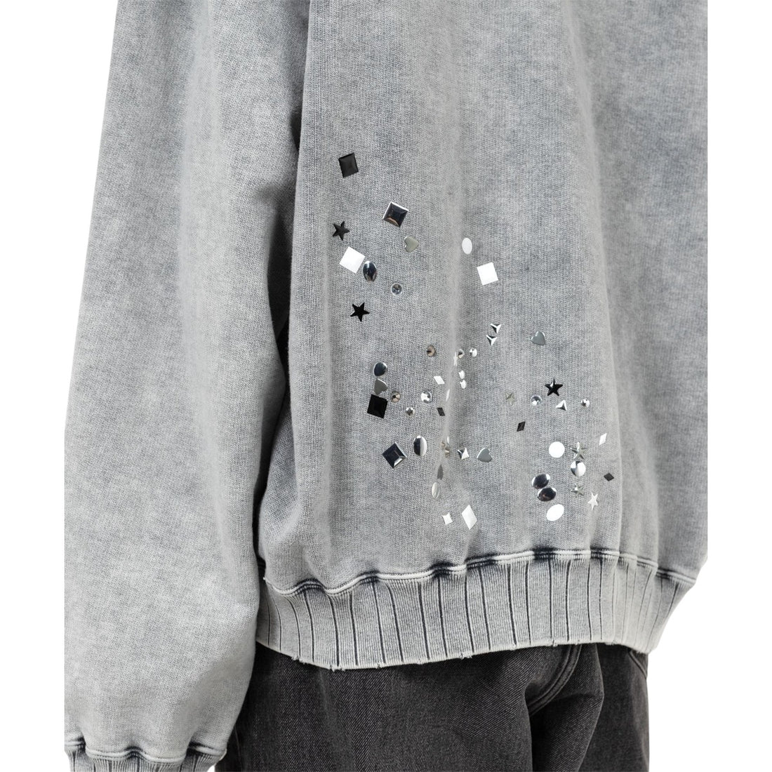 [MAISON MIHARA YASUHIRO]Embellished Bleached Sweatshirt/GRAY(A15PO562)