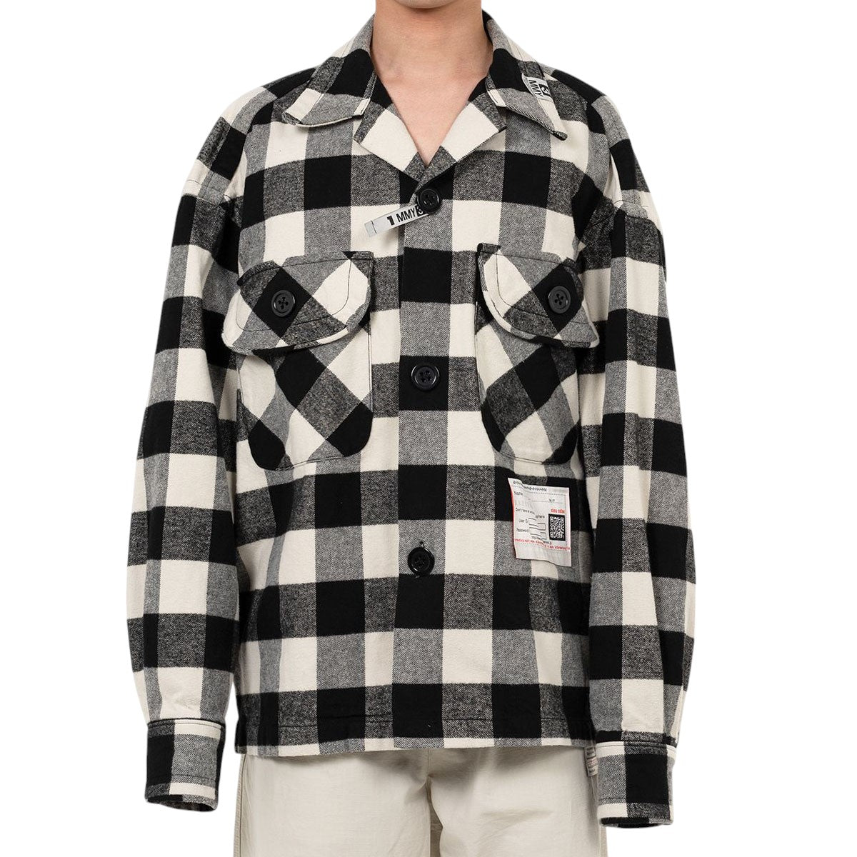 MAISON MIHARA YASUHIRO]Amateur Sewn Like Check Shirt/WHITE