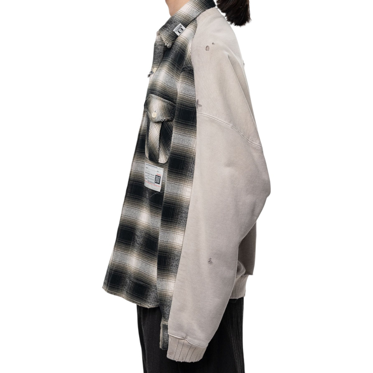 moi様 MAISON MIHARA YASUHIRO]Front Back Combined Check Shirt/BLACK/WHITE
