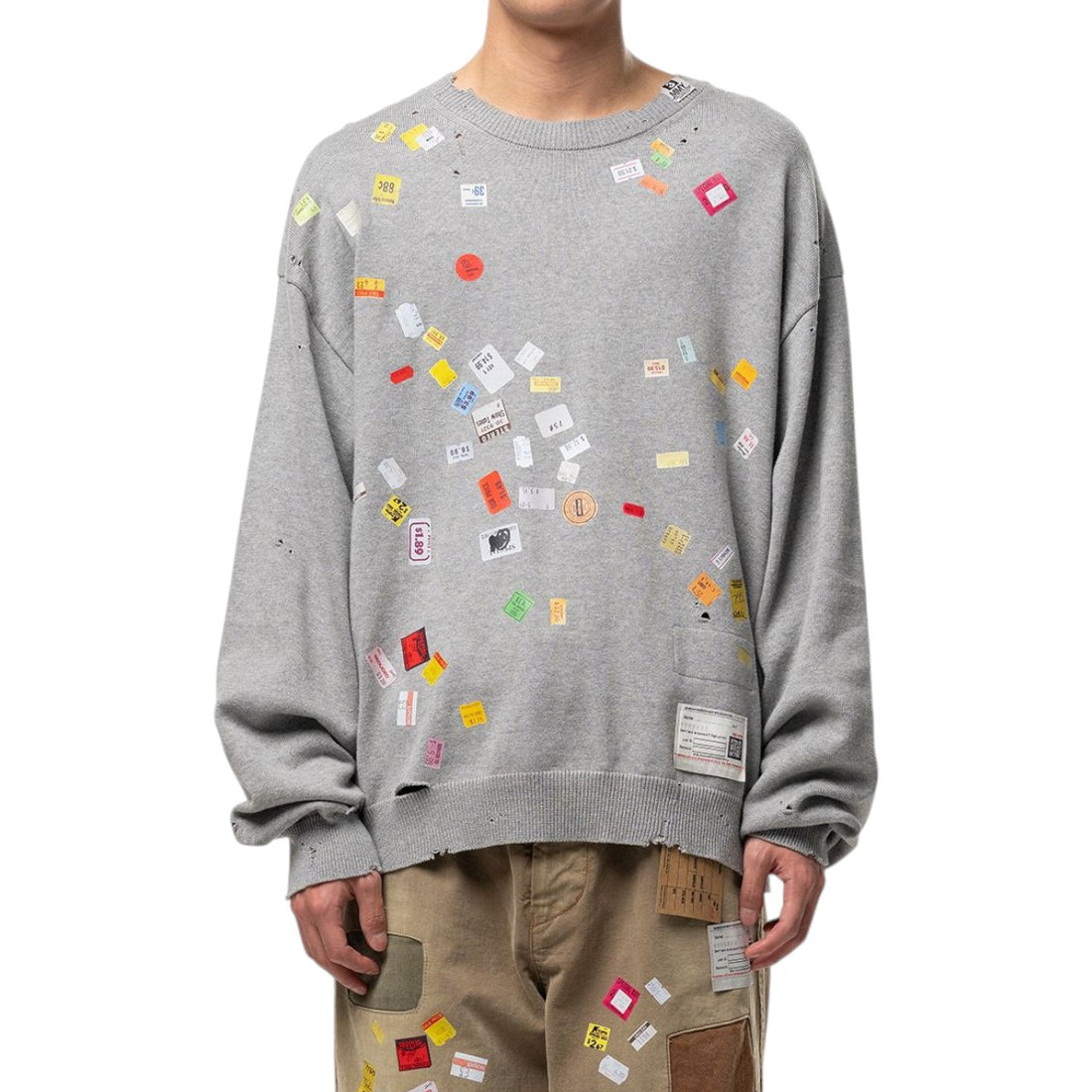 [MAISON MIHARA YASUHIRO]PRICE STICKER KNIT PULLOVER(A17SW500)
