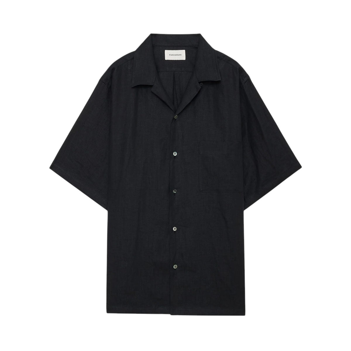 MARKAWARE A25B05SH01B Black サイズ:2(M) MARKAWARE]HEMP SHIRTING NEW OPEN COLLAR S/S SHIRT/BLACK