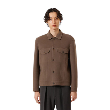 [ATTACHMENT]ウール/カシミヤダブルフェイスビーバー トラッカージャケット/KHAKI GRAY(AB52-039)