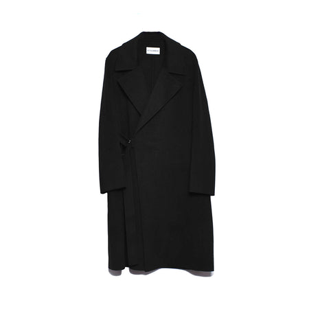 [ATTACHMENT]W/CA DOUBLE FACE BEAVER BELTED DOUBLE BREASTED COAT/BLACK(AC32-006)