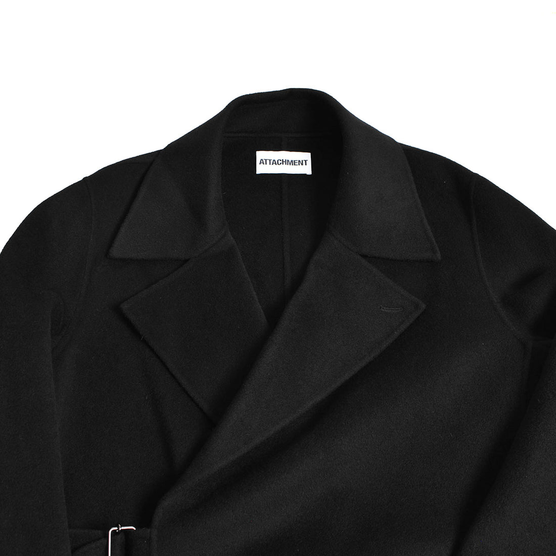 [ATTACHMENT]W/CA DOUBLE FACE BEAVER BELTED DOUBLE BREASTED COAT/BLACK(AC32-006)