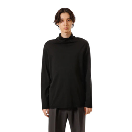 [ATTACHMENT]コットンダブルフェイス スリムフィットハイネックL/S カットソー/BLACK(AJ52-087)